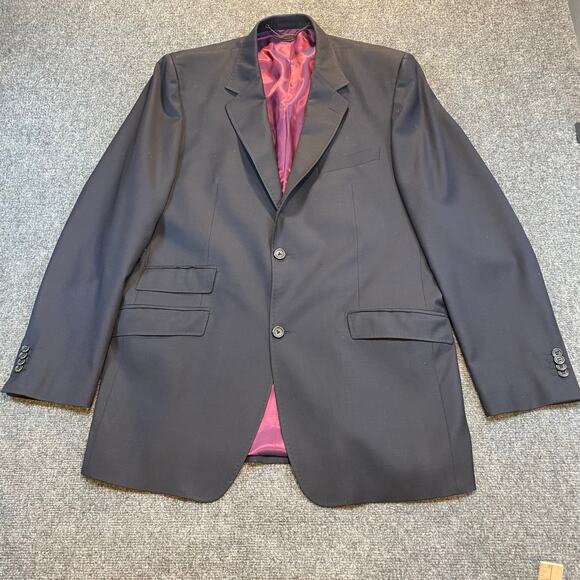 Vintage Scrrani Men's Size 54L Black 100% Super Wool Suit Set Jacket Pants